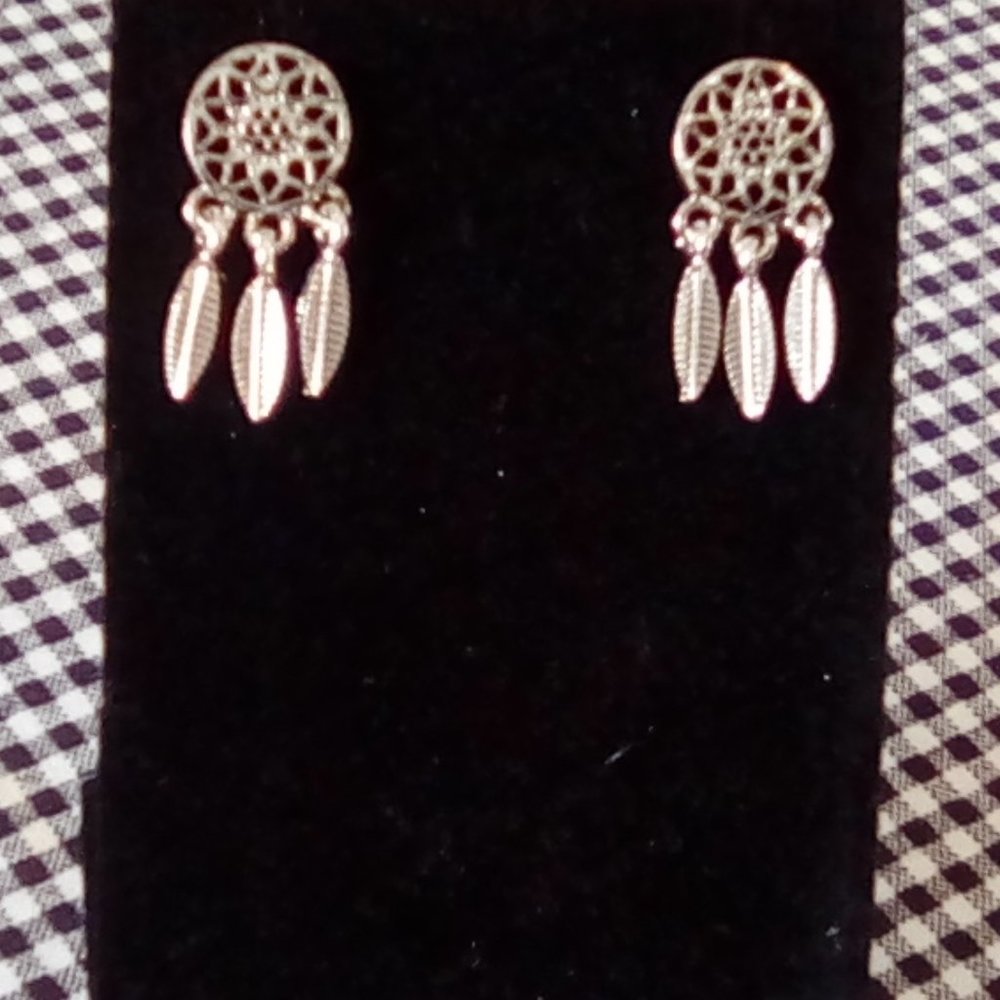 Silver-Colored Dream-Catcher Earrings